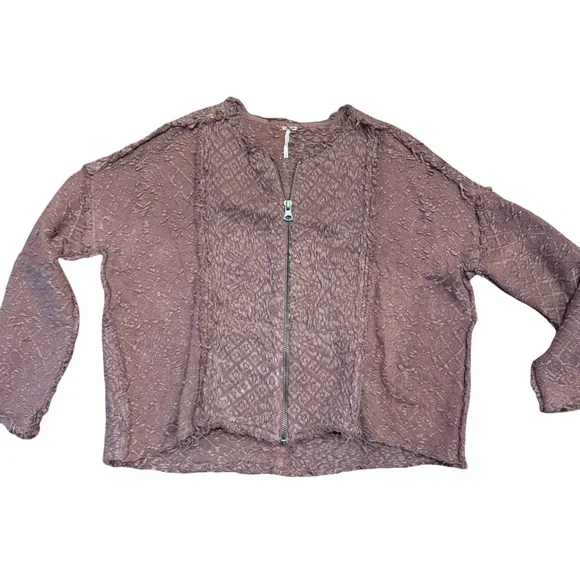 Free People Textured Knit Jacket in Plum - Picture 4 of 11